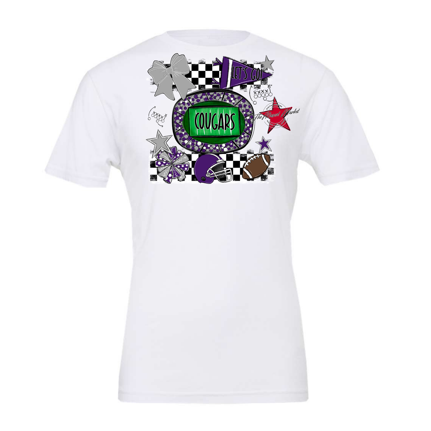 Cougars Checkers Spirit Design-Purple-Grey