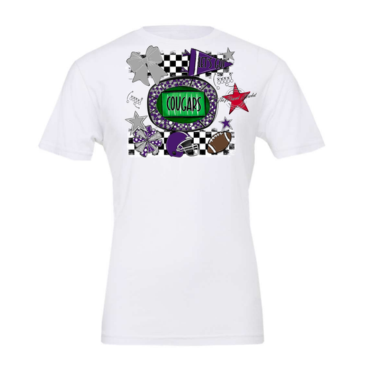 Cougars Checkers Spirit Design-Purple-Grey