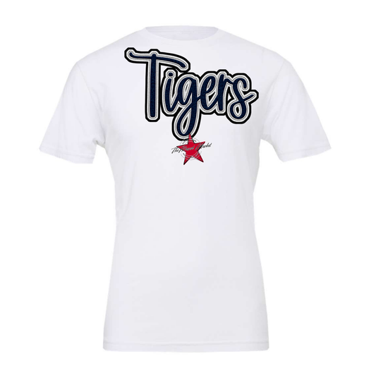 Tigers Faux Chenille Patch-Navy