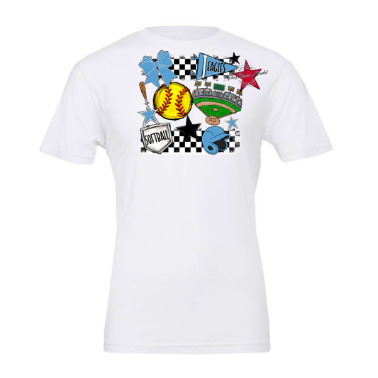 Eagles Softball Checkers Design-Carolina Blue
