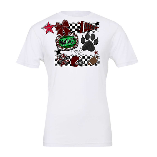 Panthers Checkers Mascot Spirit Design w Paw-Maroon