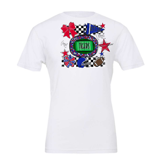 Tigers Checkers Spirit Design-Royal Blue-Red
