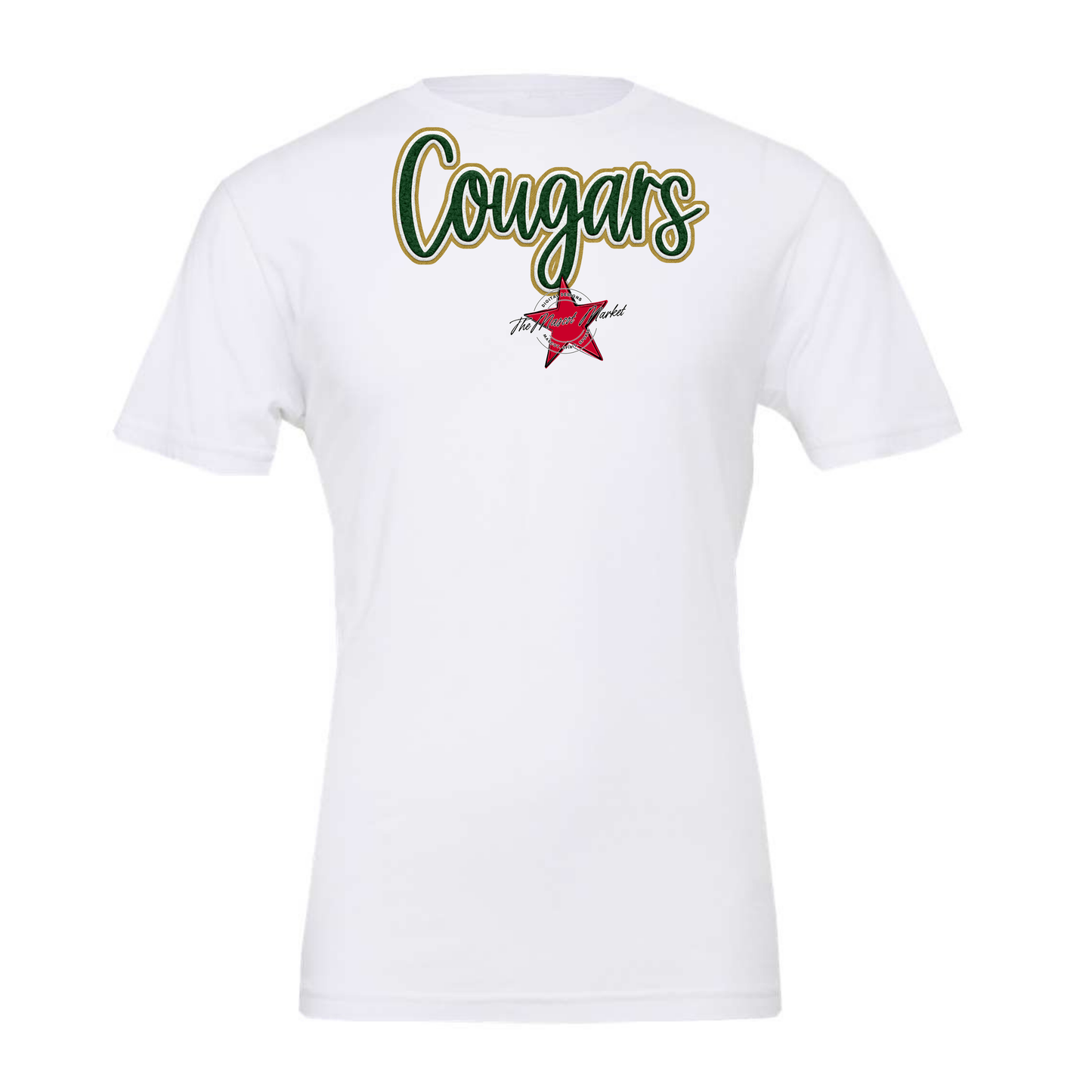 Cougars Faux Chenille Patch-Green-Gold