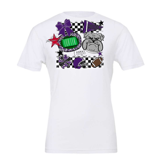 Bulldogs Checkers Mascot Spirit Design-Purple