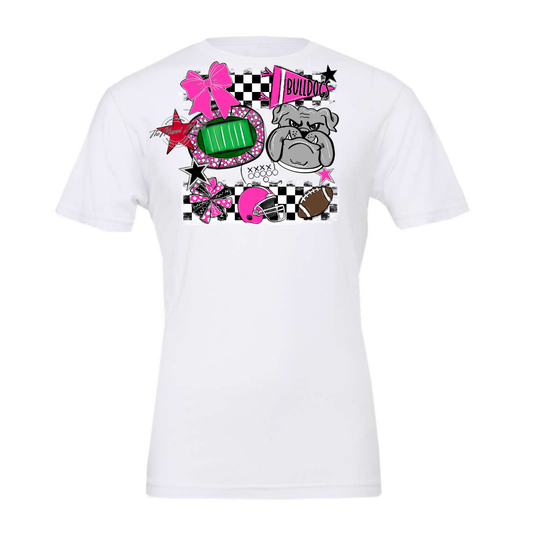 Bulldogs Checkers Mascot Spirit Design-Pink
