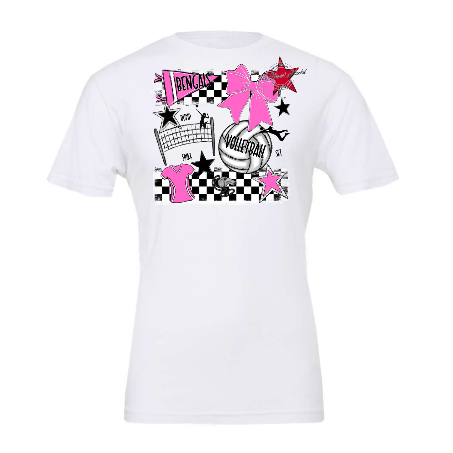 Bengals Volleyball Checkers Design-Baby Pink