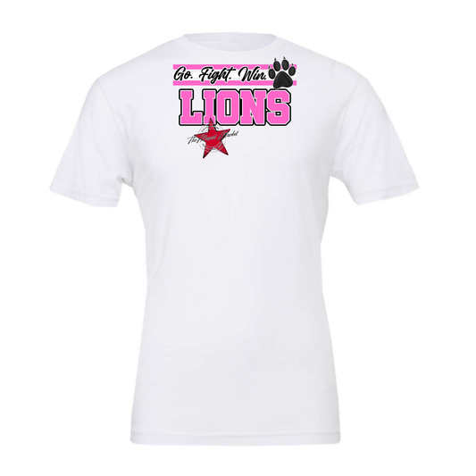 Lions Go Fight Win Mascot Lines-Baby Pink