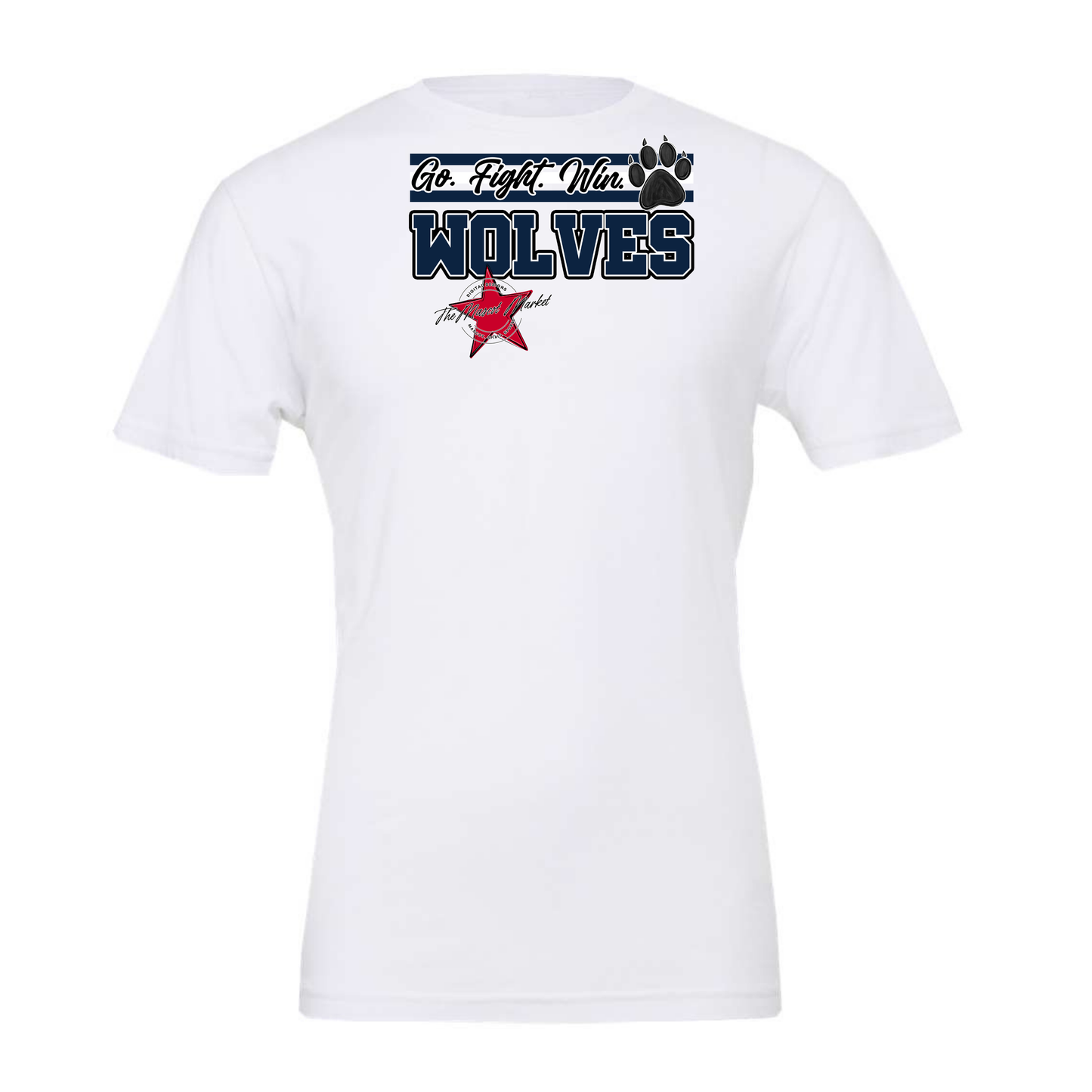 Wolves Go Fight Win Mascot Lines-Navy