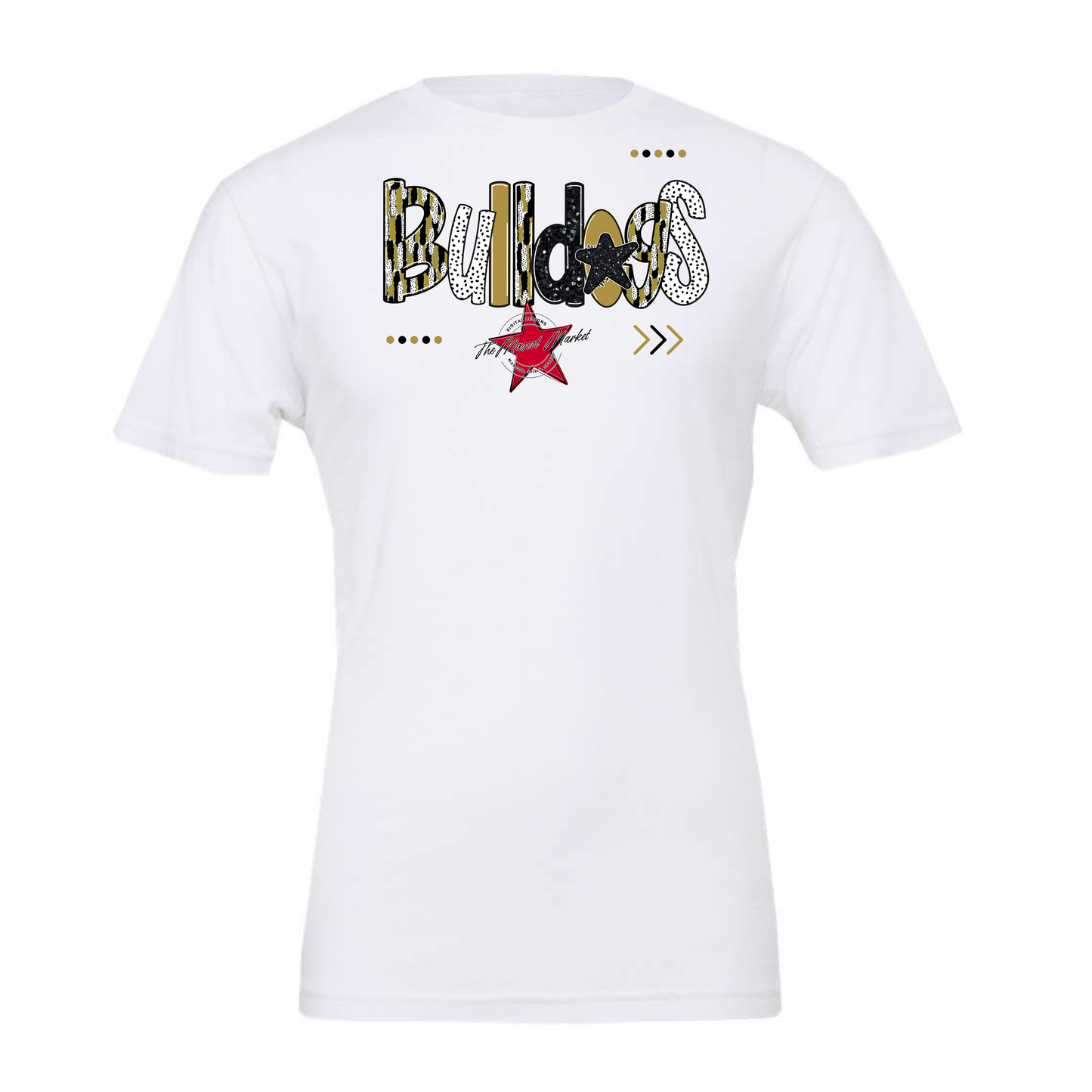 Bulldogs Brushstroke Alpha w Arrows-Gold