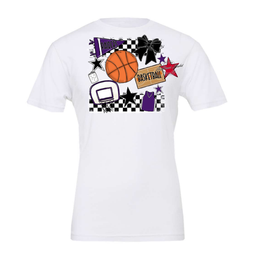 Raiders Basketball Checkers Design-Purple