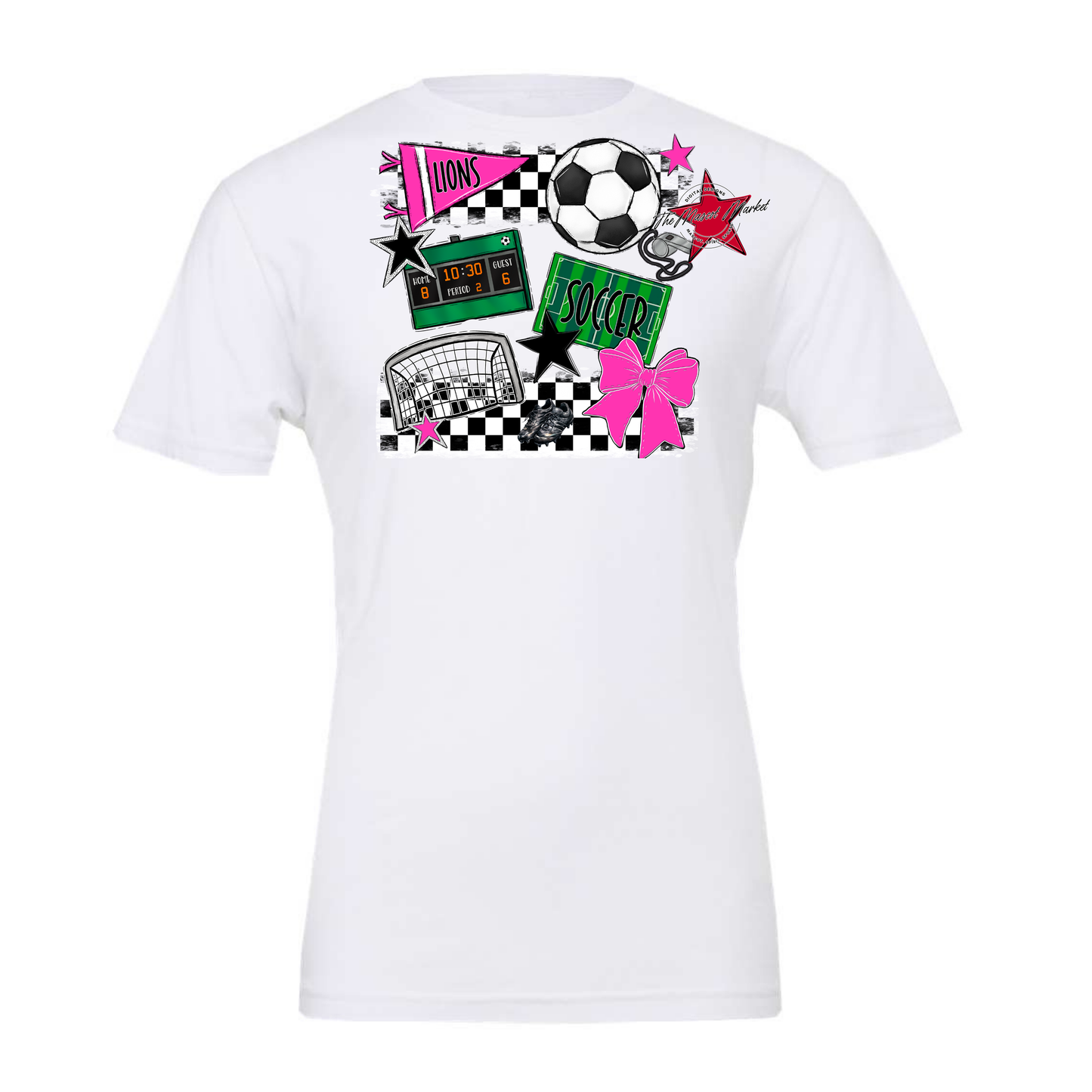 Lions Checkers Soccer Spirit Design-Pink