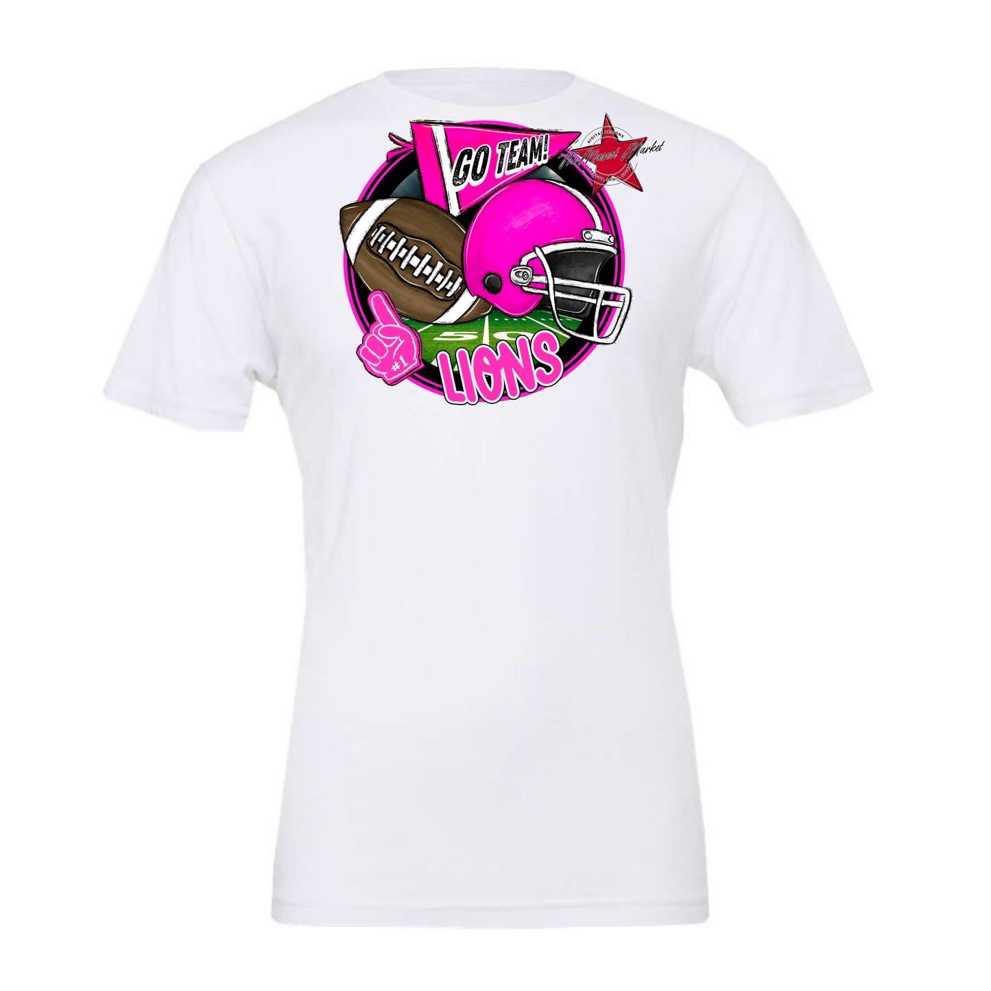 Lions Circle Football Design-Pink