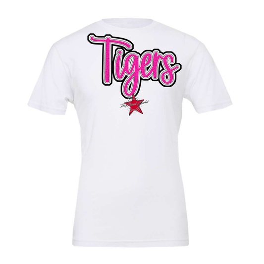 Tigers Faux Chenille Patch-Pink