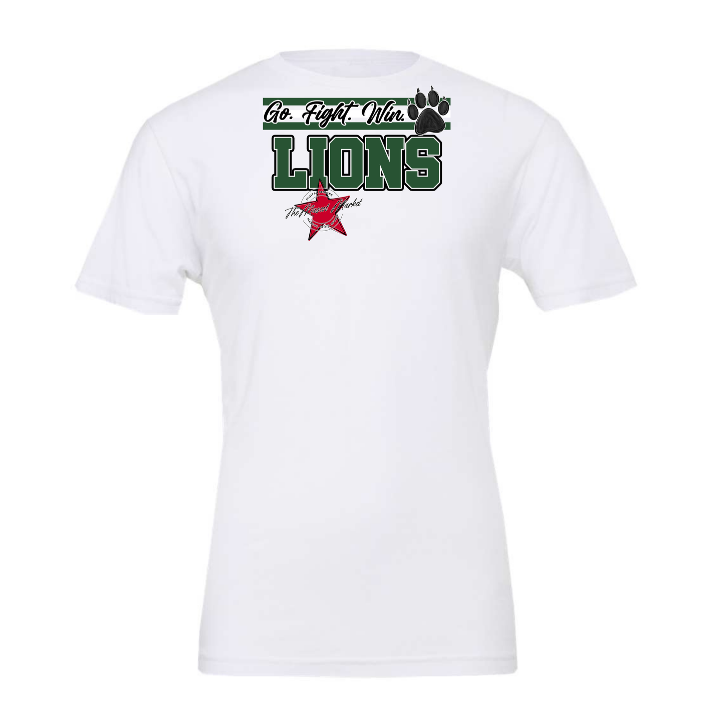 Lions Go Fight Win Mascot Lines-Green