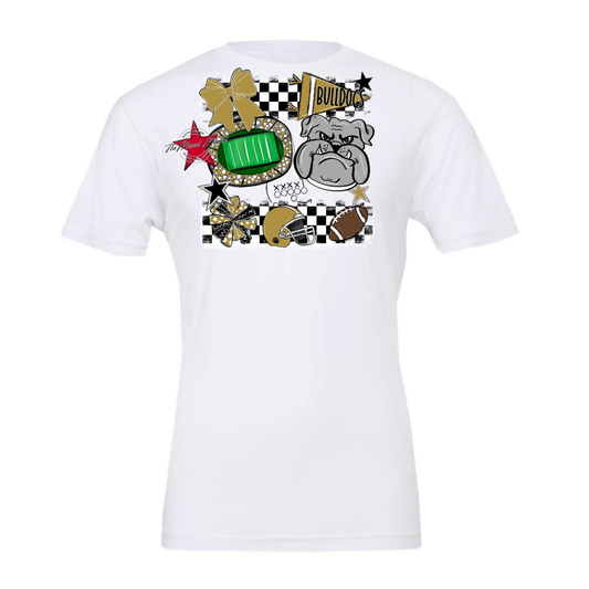 Bulldogs Checkers Mascot Spirit Design-Gold