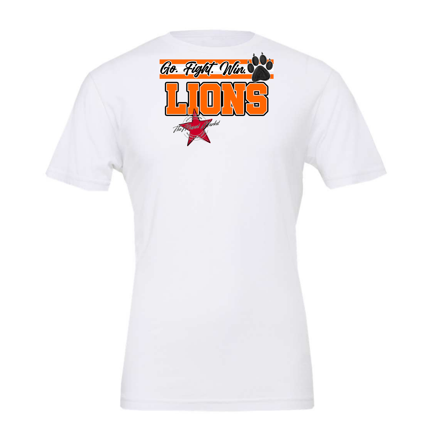 Lions Go Fight Win Mascot Lines-Orange