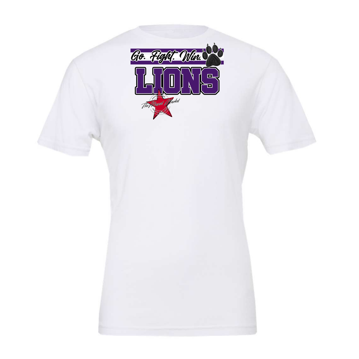 Lions Go Fight Win Mascot Lines-Purple