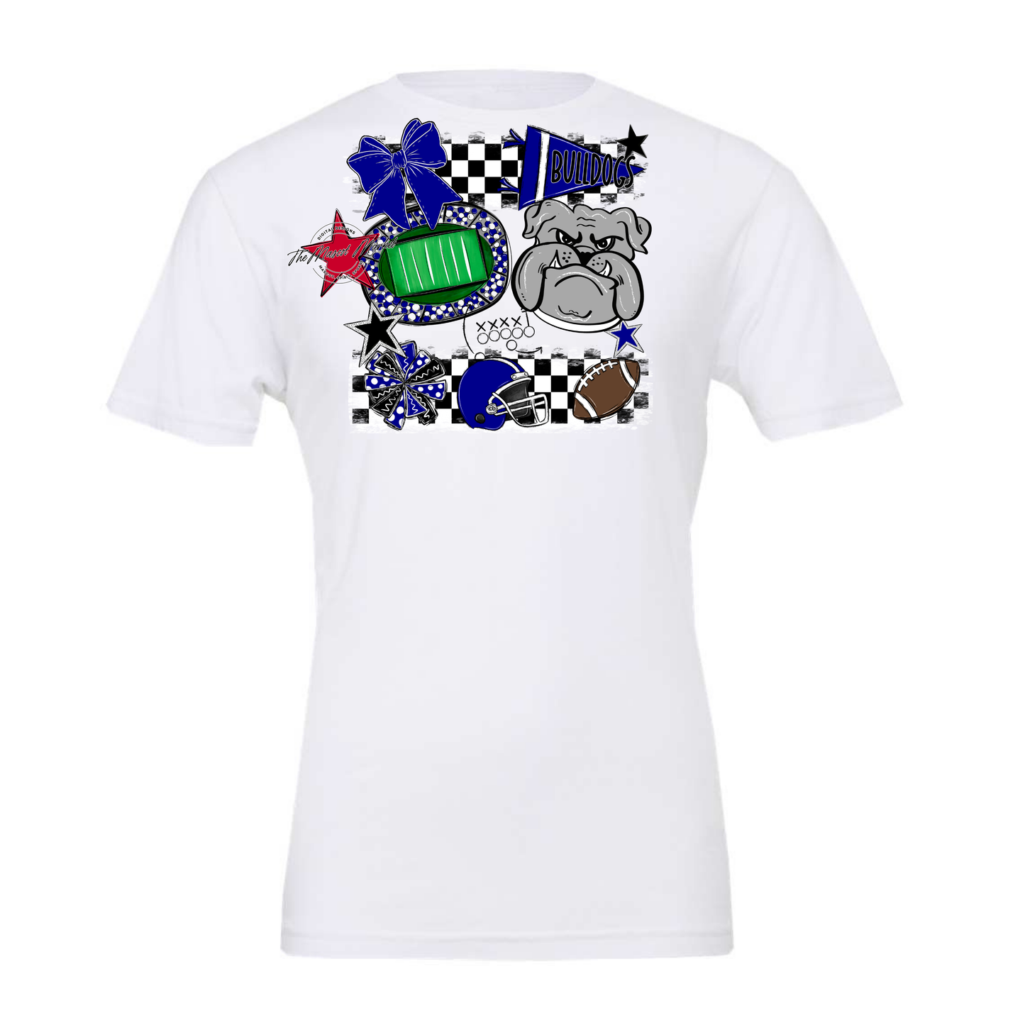 Bulldogs Checkers Mascot Spirit Design-Blue