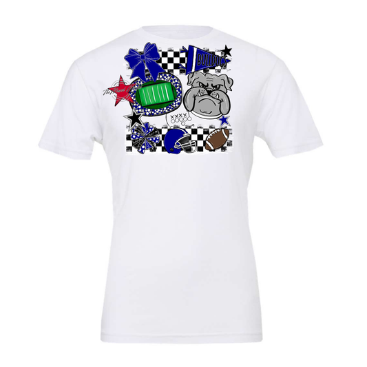 Bulldogs Checkers Mascot Spirit Design-Blue