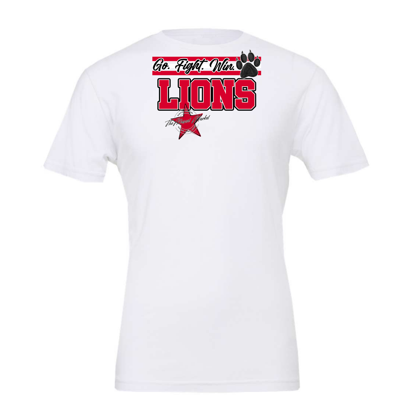 Lions Go Fight Win Mascot Lines-Red