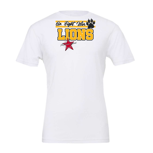 Lions Go Fight Win Mascot Lines-Yellow