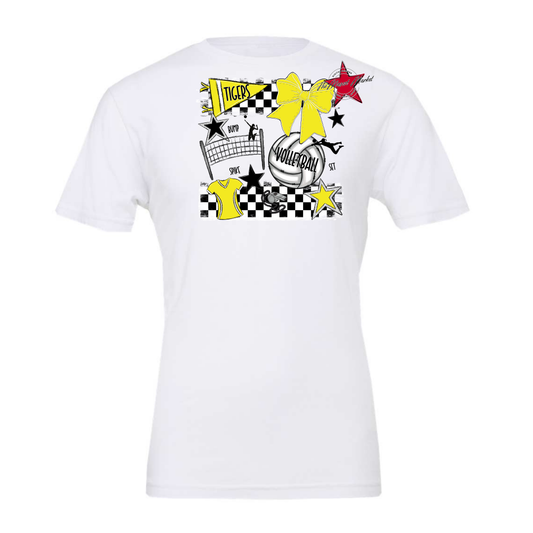 Tigers Checkers Volleyball Spirit Design-Bright Yellow