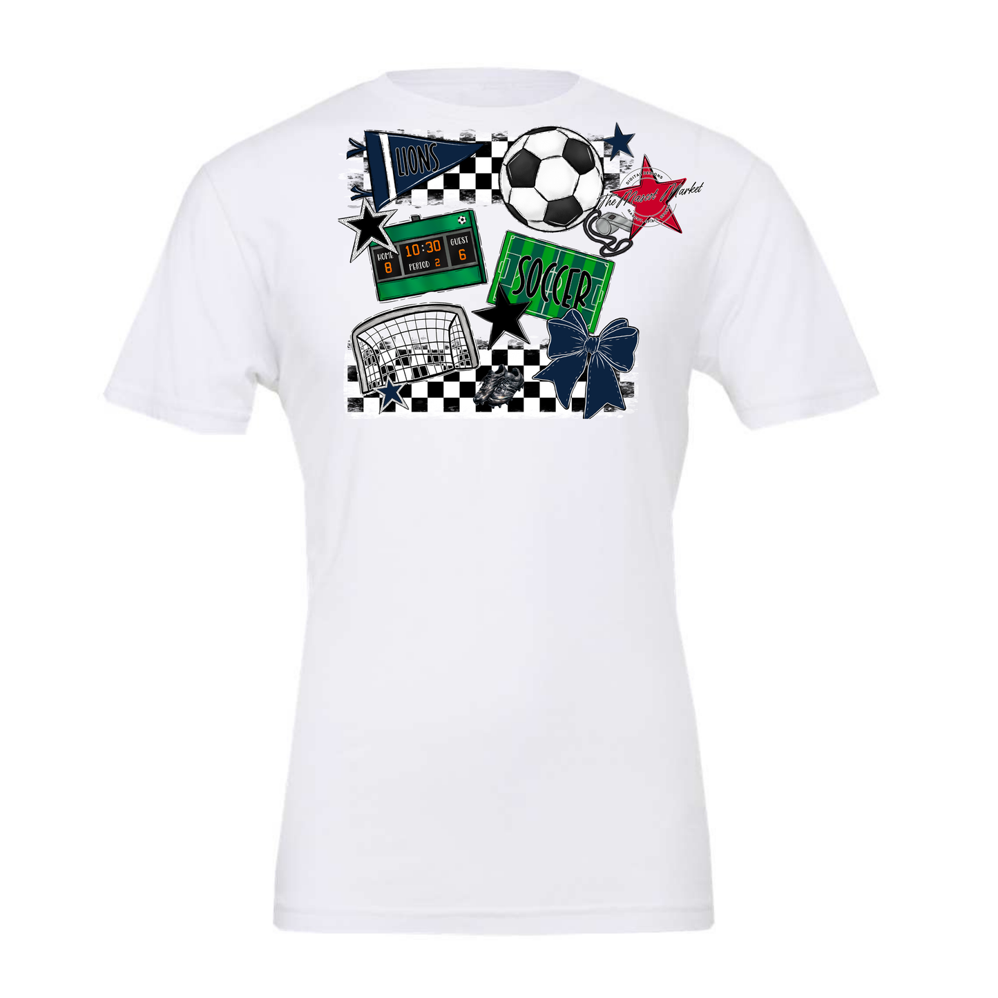Lions Checkers Soccer Spirit Design-Navy