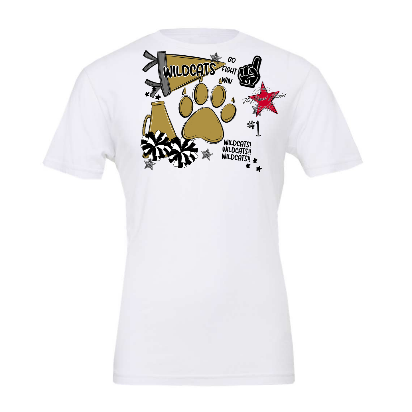 Wildcats Mixed Mascot Spirit Design-Gold