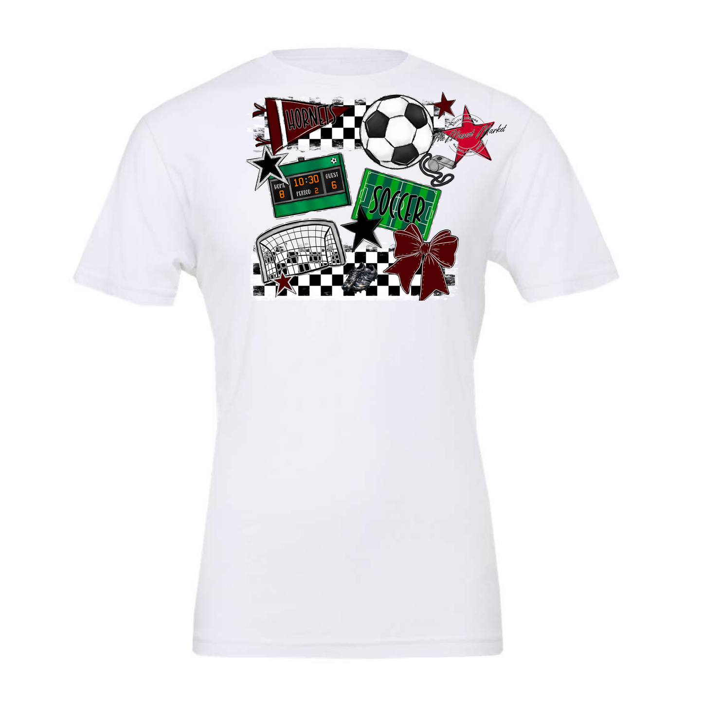 Hornets Checkers Soccer Spirit Design-Maroon