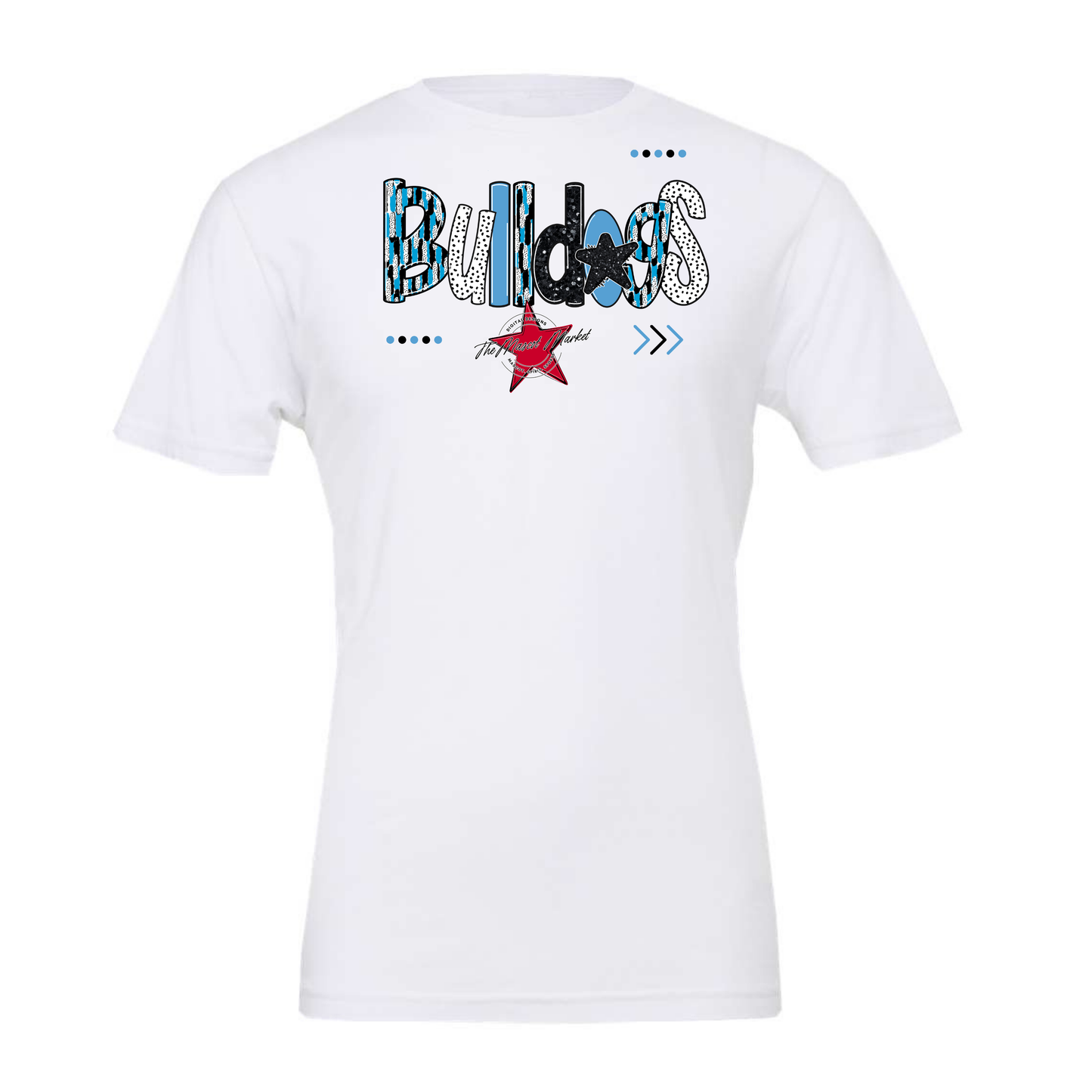 Bulldogs Brushstroke Alpha w Arrows-Carolina Blue