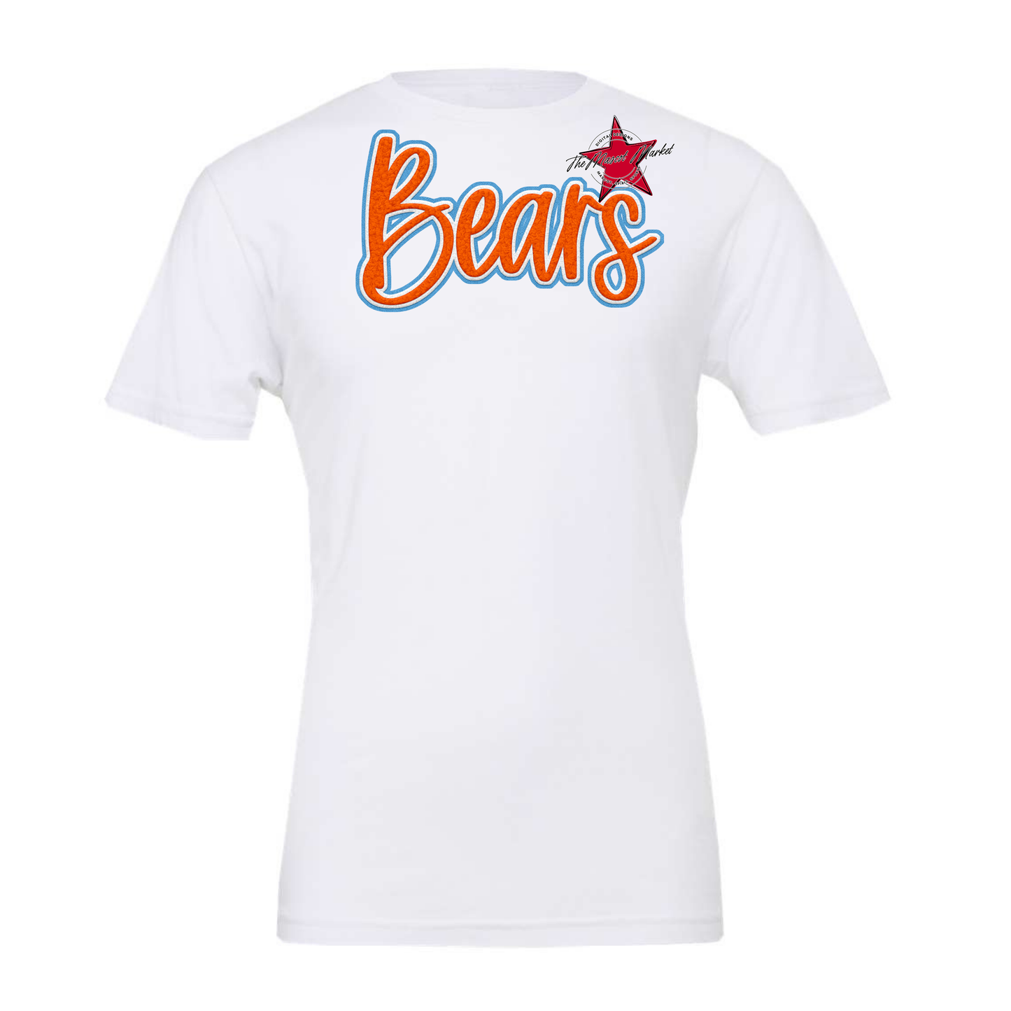 Bears Faux Chenille Patch Design-Carolina Blue-Orange