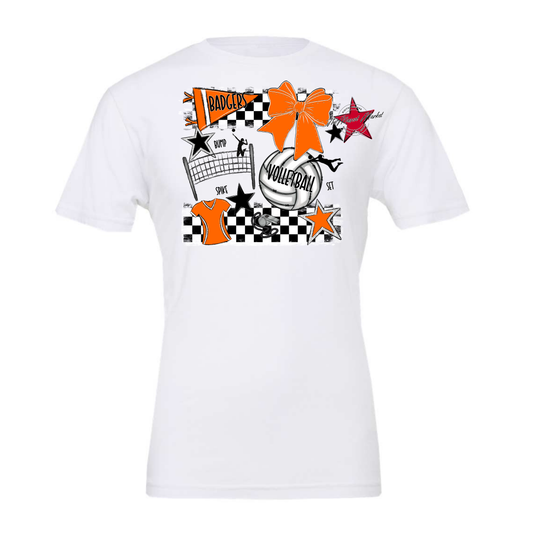 Badgers Volleyball  Checkers Design-Orange
