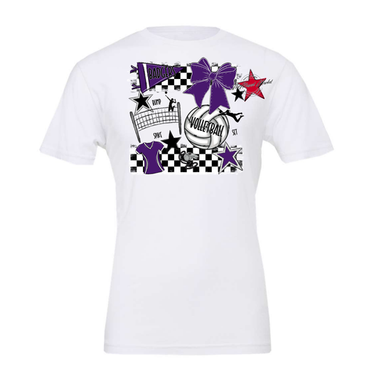 Badgers Volleyball  Checkers Design-Purple