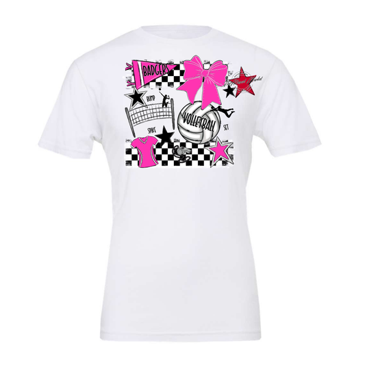 Badgers Volleyball Checkers Design-Pink