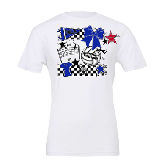 Badgers Volleyball  Checkers Design-Royal Blue