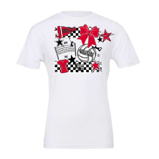 Badgers Volleyball  Checkers Design-Red