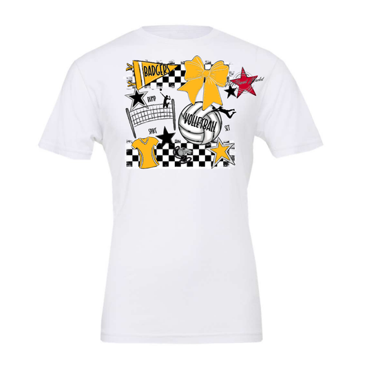 Badgers Volleyball Checkers Design-Yellow
