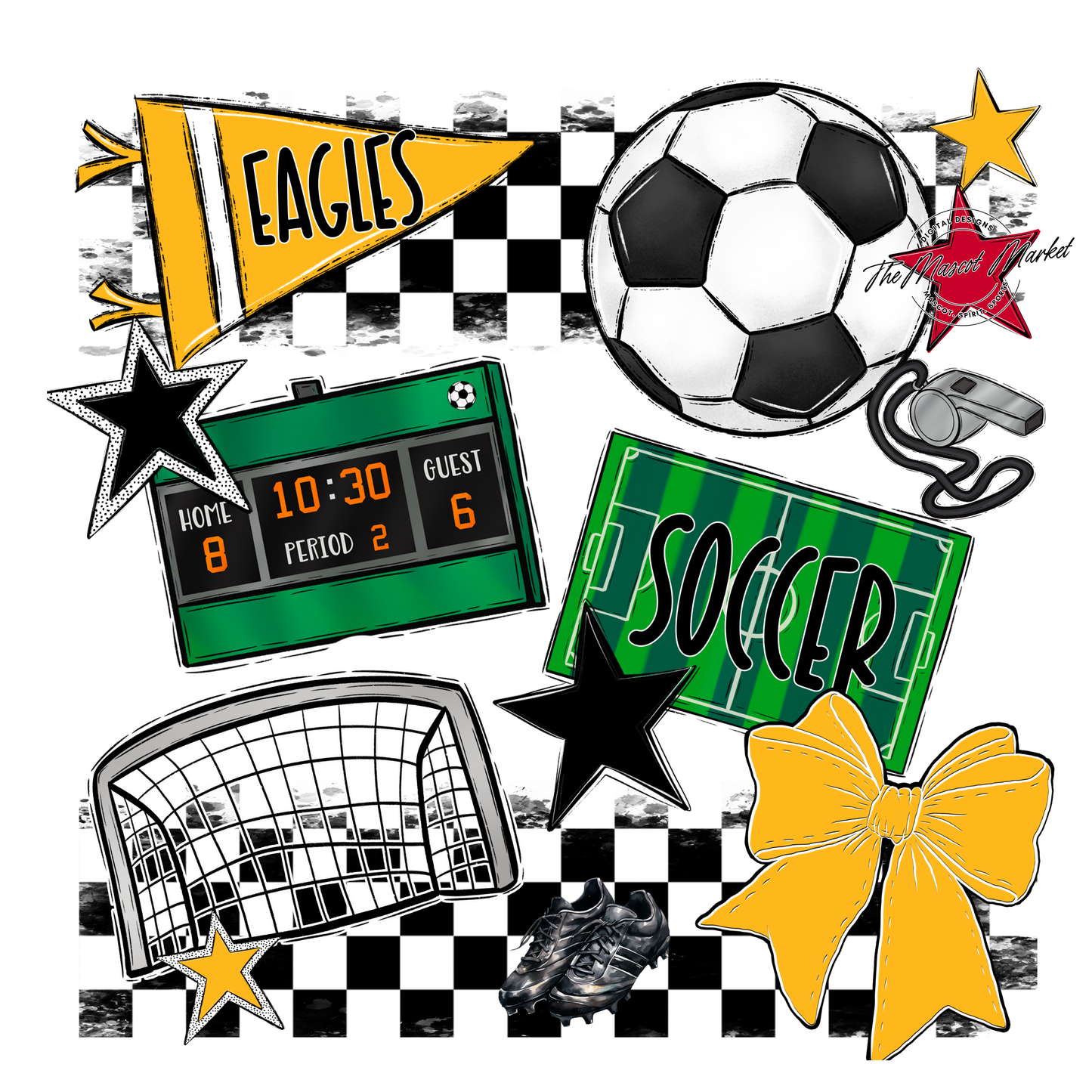 Eagles Soccer Checkers Design-Yellow