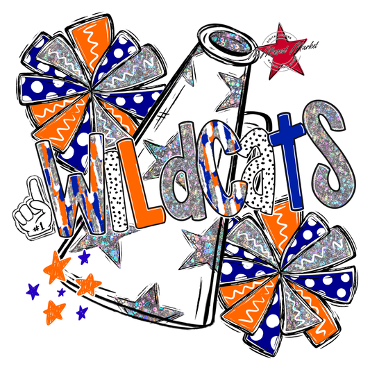 Wildcats Cheer Megaphone Scrape-Blue-Orange