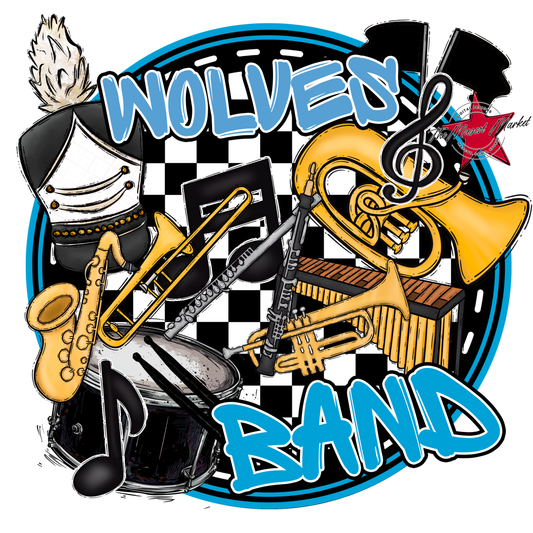 Wolves Circle Band Design-Carolina Blue