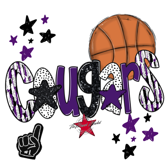 Cougars Basketball Scrape-Purple