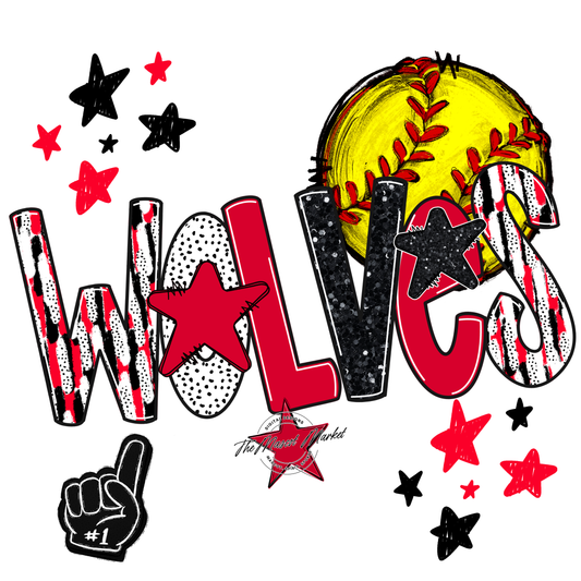 Wolves Softball Scrape-Red