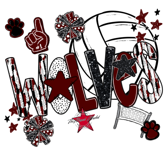 Wolves Volleyball Scrape-Maroon