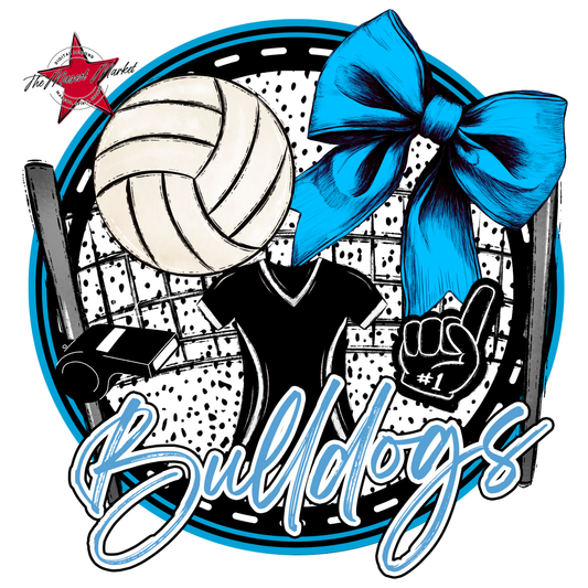 Bulldogs Circle Volleyball Design-Carolina Blue