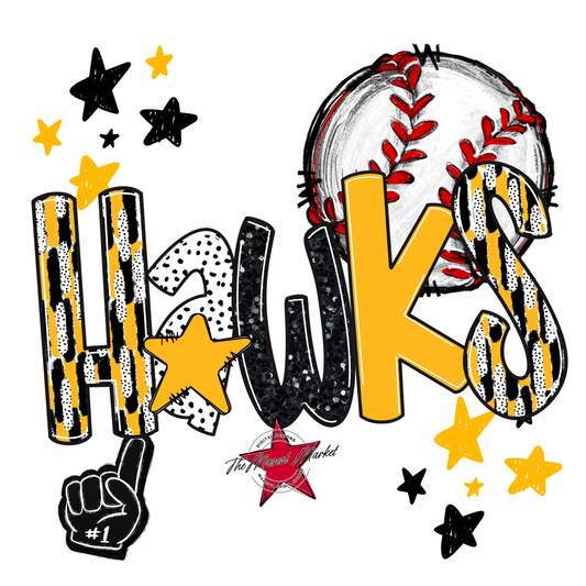 Hawks Baseball Scrape-Yellow