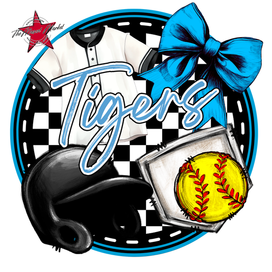 Tigers Circle Softball Design-Carolina Blue