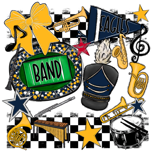 Eagles Band Checkers Design-Navy-Yellow