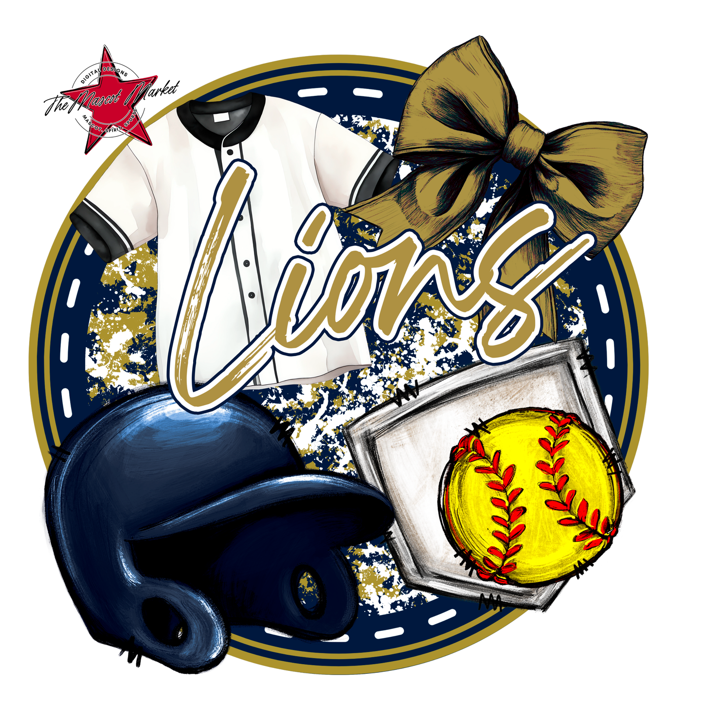 Lions Circle Softball Design-Navy-Gold