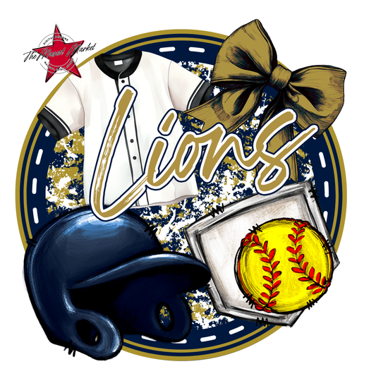 Lions Circle Softball Design-Navy-Gold