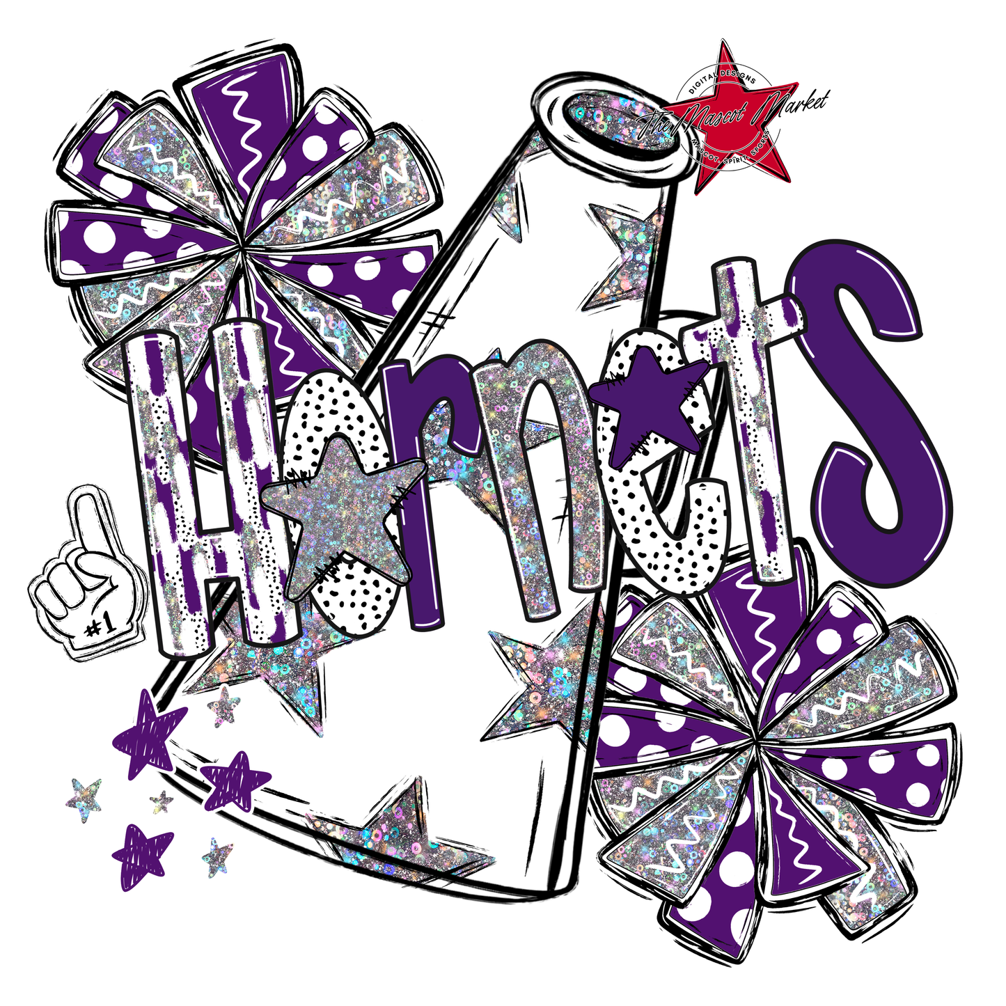 Hornets Cheer Megaphone Scrape-Purple